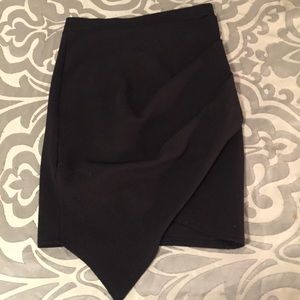 Black Textured Asymmetrical Skirt Size S